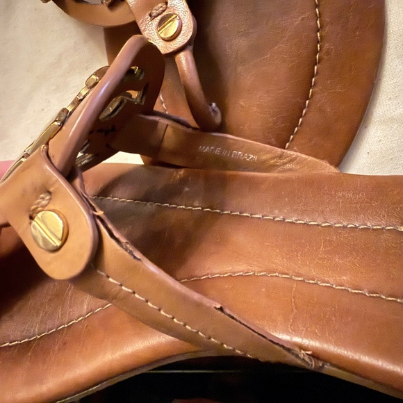 Tory Burch Metal Miller Tan/Gold Sandals Size 8.5 - Picture 5 of 10